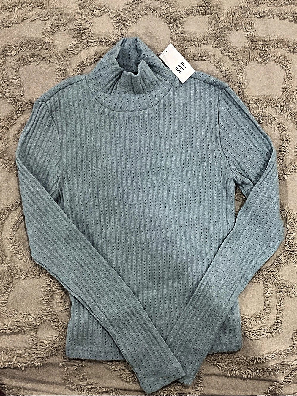 GAP Pointelle Mock Neck Top - XS Petite NWT